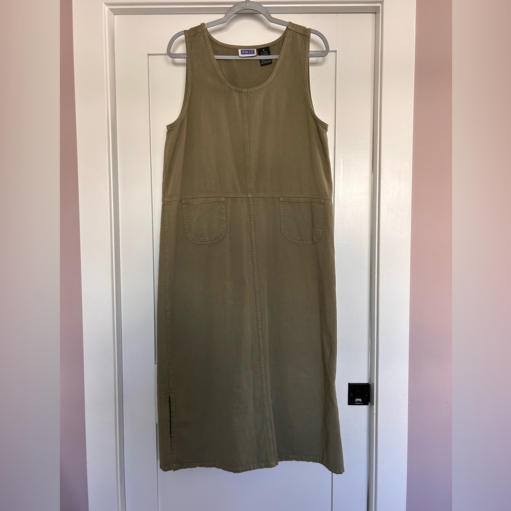 Erika & Co Vintage 90’s Cotton Twill Olive Green Maxi Jumper - Size Medium